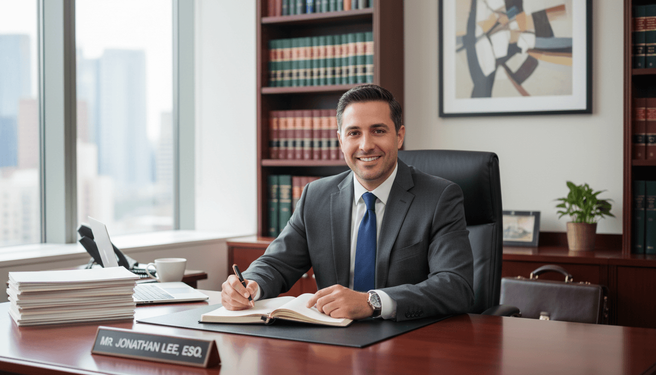 B2B debt collection attorney in professional office setting